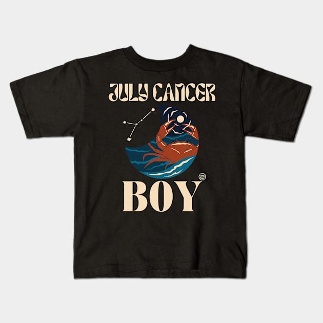 July Cancer Boy Kids T-Shirt by Souls.Print